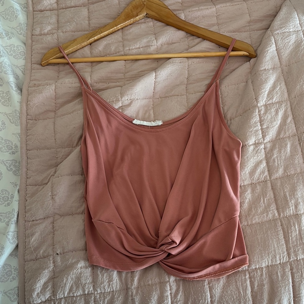 All in Favor Mauve Twist Front Camisole